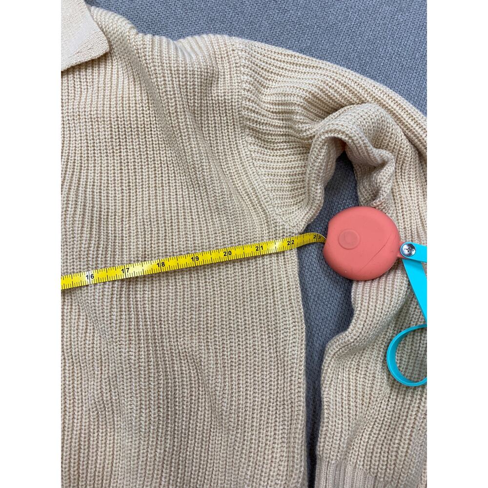 Rachel Parcell Collar V-Neck Sweater, Long Sleeve, Tan, Bleached Sand, Large NWT - Picture 6 of 9